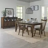 Midland Falls 5 Piece Dining Set in Rustic Brown Wood