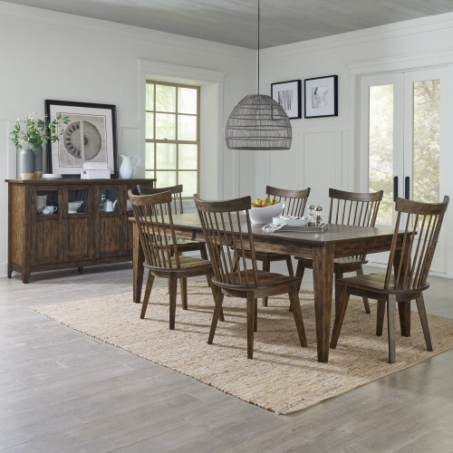 Midland Falls 7 Piece Dining Set in Rustic Brown Wood