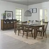 Midland Falls 7 Piece Dining Set in Rustic Brown Wood