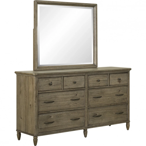 Hickory Grove Dresser & Mirror in Heirloom Brown Wood