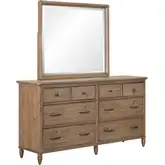 Hickory Grove Dresser & Mirror in Heirloom Brown Wood
