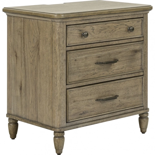 Hickory Grove Nightstand w/ Charging Station in Heirloom Brown Wood