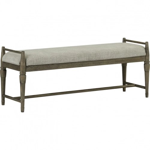 Hickory Grove Dining Bench in Brown Wood & Oatmeal Fabric