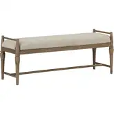 Hickory Grove Dining Bench in Brown Wood & Oatmeal Fabric
