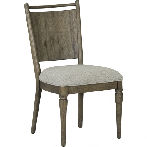 Hickory Grove Panel Back Dining Chair in Wood & Oatmeal Fabric (Set of 2)