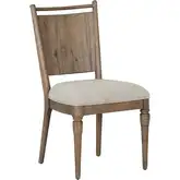 Hickory Grove Panel Back Dining Chair in Wood & Oatmeal Fabric (Set of 2)