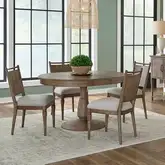 Hickory Grove 5 Piece Pedestal Dining Set in Heirloom Brown Wood