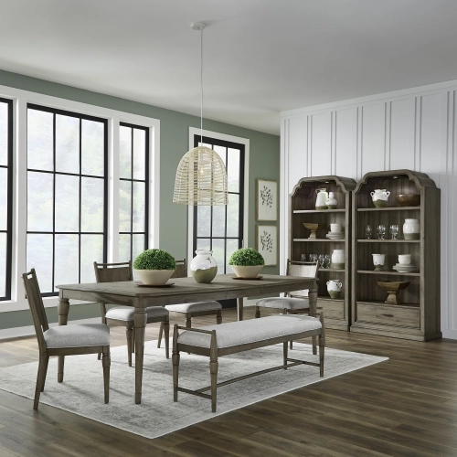 Hickory Grove 6 Piece Dining Set in Heirloom Brown Wood