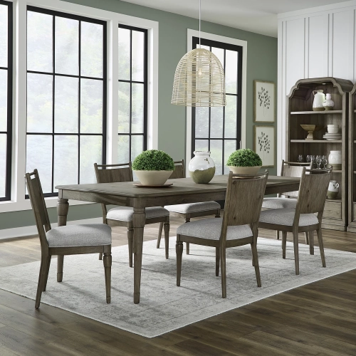 Hickory Grove 7 Piece Dining Set in Heirloom Brown Wood