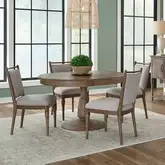 Hickory Grove 5 Piece Pedestal Dining Set in Heirloom Brown Wood