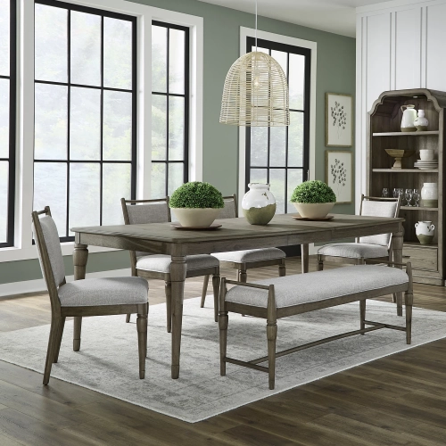 Hickory Grove 6 Piece Dining Set in Heirloom Brown Wood