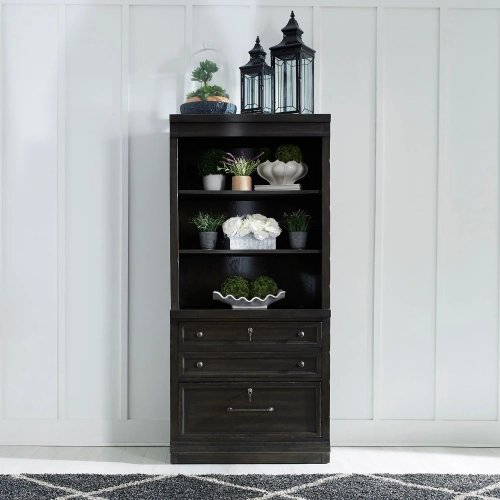 Harvest Home 2 Piece Hutch & Cabinet Set in Distressed Chalkboard Gray