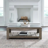 Millstone Coffee Cocktail Table in Nutmeg Brown Wood & Tile