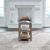 Millstone Chairside End Table in Nutmeg Brown Wood & Tile