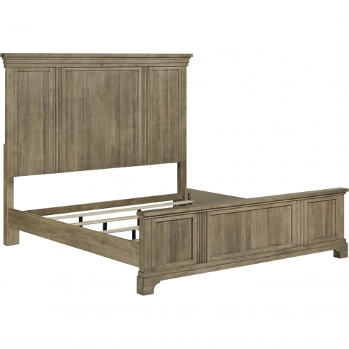 Haven Hills King Panel Bed in Camel Beige Brown Wood