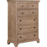 Haven Hills 5 Drawer Chest in Camel Beige Brown Wood