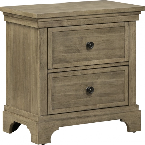 Haven Hills Nightstand w/ Charging in Camel Beige Brown Wood