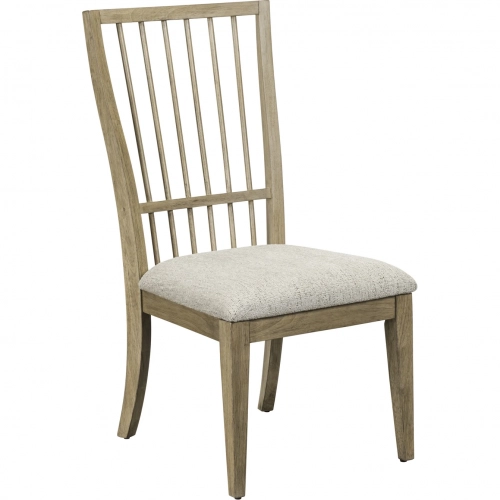 Haven Hills Spindle Back Dining Chair in Beige Wood & Sand Fabric (Set of 2)