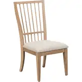 Haven Hills Spindle Back Dining Chair in Beige Wood & Sand Fabric (Set of 2)