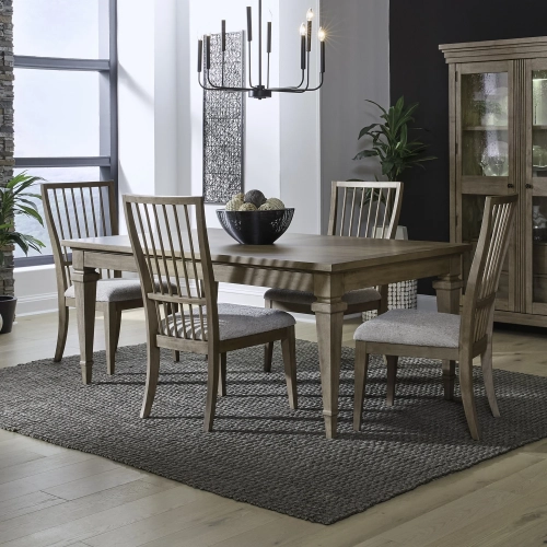 Haven Hills 5 Piece Dining Set in Beige Wood & Sand Fabric