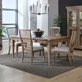 Haven Hills 5 Piece Dining Set in Beige Wood & Sand Fabric