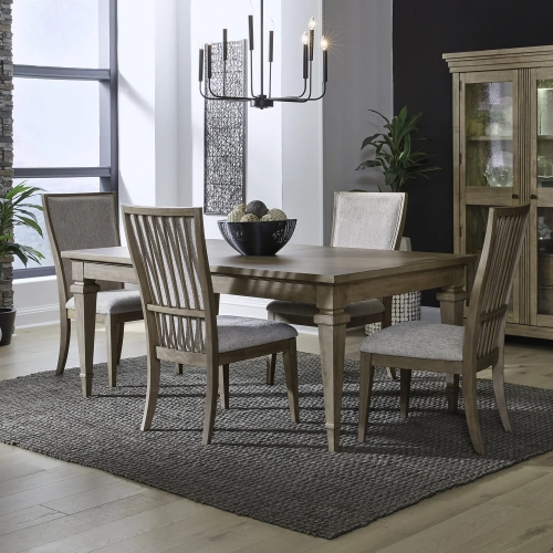 Haven Hills 5 Piece Dining Set in Beige Wood & Sand Fabric