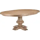 Haven Hills 52" Round to 72" Oval Pedestal Dining Table in Beige Wood