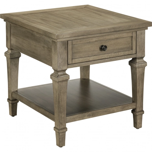 Haven Hills End Table in Camel Beige Brown Wood