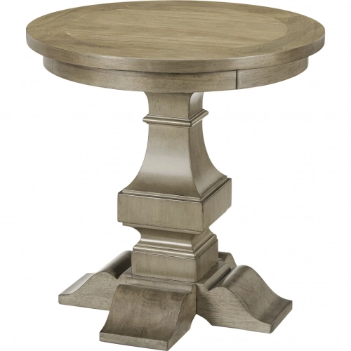 Haven Hills Round End Table in Camel Beige Brown Wood