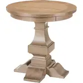 Haven Hills Round End Table in Camel Beige Brown Wood