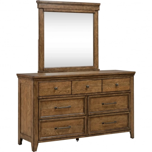 Carolina Park Dresser & Mirror in Amber Brown Wood