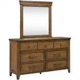 Carolina Park Dresser & Mirror in Amber Brown Wood