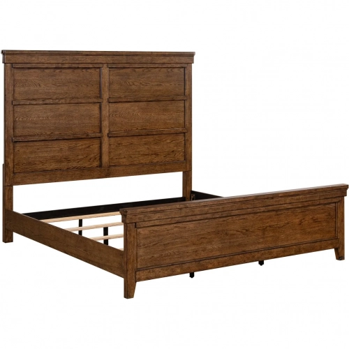 Carolina Park Queen Panel Bed in Amber Brown Wood