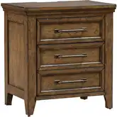 Carolina Park Nightstand w/ Charging Station in Amber Brown Wood