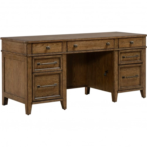 Carolina Park Jr Executive Credenza in Amber Brown Wood