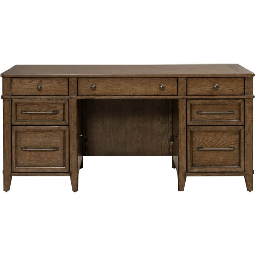 Carolina Park Jr Executive Desk in Amber Brown Wood