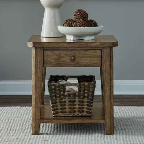 Carolina Park End Table in Amber Brown Wood