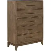 Shaker Lakes 5-Drawer Chest in Harvest Brown Wood