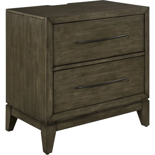 Shaker Lakes Nightstand with Charging Station in Harvest Brown Wood