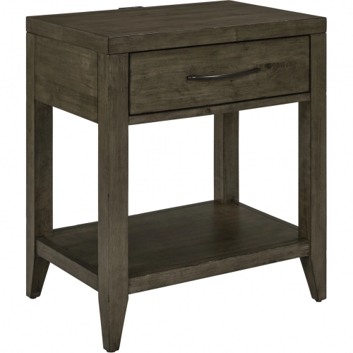 Shaker Lakes Open Nightstand with Charging Station in Harvest Brown Wood