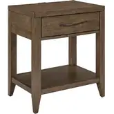 Shaker Lakes Open Nightstand with Charging Station in Harvest Brown Wood