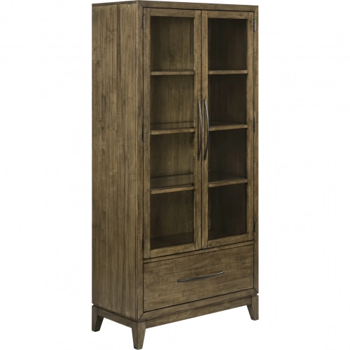 Shaker Lakes Bunching Display Cabinet in Brown Wood & Glass