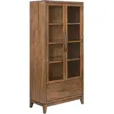 Shaker Lakes Bunching Display Cabinet in Brown Wood & Glass