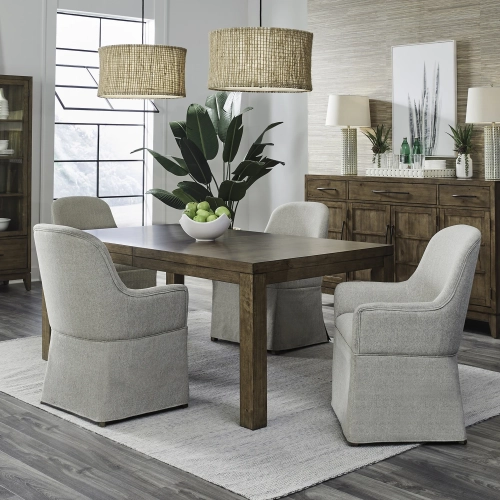 Shaker Lakes 5-Piece Dining Set in Wood & Taupe Fabric