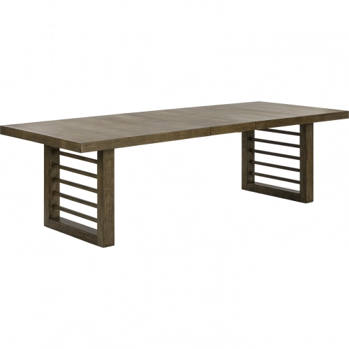 Shaker Lakes 106" Extension Double Pedestal Table in Harvest Brown Wood