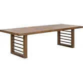 Shaker Lakes 106" Extension Double Pedestal Table in Harvest Brown Wood