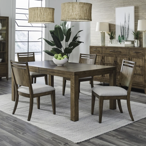 Shaker Lakes 5-Piece Dining Set in Wood & Taupe Fabric