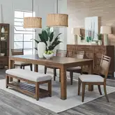 Shaker Lakes 6-Piece Dining Set in Wood & Taupe Fabric