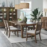 Shaker Lakes 7-Piece Double Pedestal Table Set in Wood & Taupe Fabric