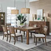 Shaker Lakes 7-Piece Dining Set in Wood & Taupe Fabric